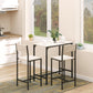 Industrial Bar Table Set Counter Height 3 Piece and 2 High Back Stools Set Dining Table Set Natural Wood
