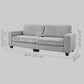 Three Seater Sofa, Fabric 3 Seater Couch with Spring Cushion and Cup Holders for Living Room, Bedroom, Light Grey