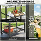 Outdoor Grill Cart with Stainless Steel Tabletop, 2 Shelves, Rolling Prep Dining Cart with Lockable Wheels