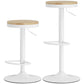 Wood Barstools Set of 2, Swivel Bar Stools with Adjustable Height for Kitchen Counter, Natural Wood and White