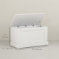31.5 Inches Storage Chest, Storage Trunk with Safety Hinge, Wooden Box for Living Room, White Wood Grain