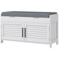 35.4" Entryway Shoe Bench with Cushion and Storage - White