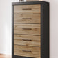 Vertani - Black / Honey Brown - Five Drawer Chest