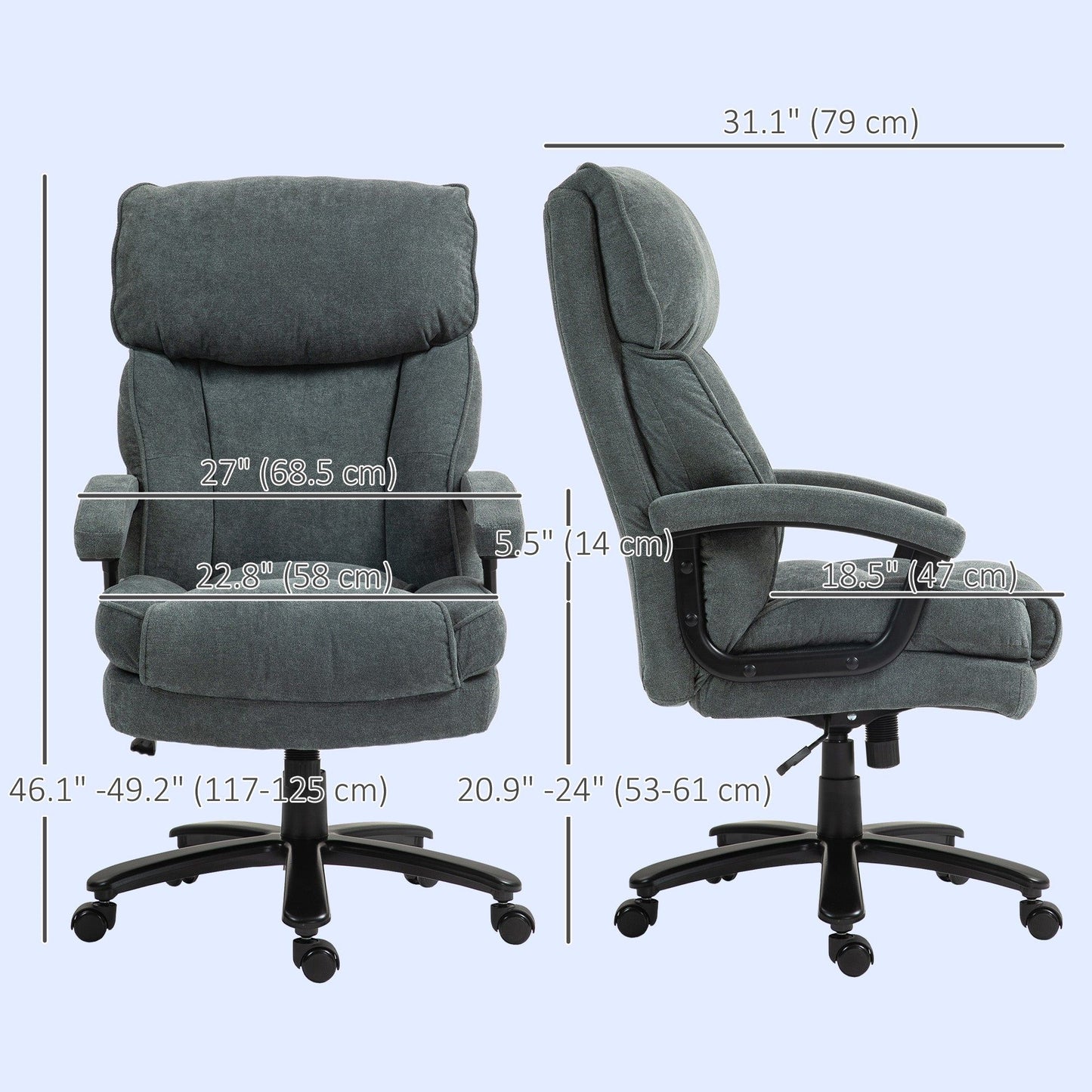 Big and Tall Executive Office Chair, 450 lbs - Grey