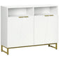 Sideboard Cabinet with 4 Doors and Metal Base - White