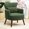 Modern Accent Chair, Upholstered Armchair with Solid Wood Legs and Lumbar Pillow for Living Room, Green