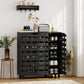 Shoe Cabinet, 20 Pair Shoe Storage Cabinet with Hollowed-Out Doors, Black