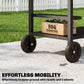 Outdoor Grill Cart, 2-Tier Pizza Oven Stand, BBQ Stand with Beverage Holder, Hooks, Wheels, Black and Brown