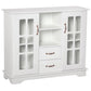 Sideboard with Glass Doors and 2 Drawers - White