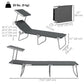 2Pcs Outdoor Lounge Chair, Adjustable Folding Chaise Lounge with Sun Shade for Beach, Camping, Hiking, Grey