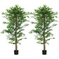 Set of 2 6ft Artificial Trees Ficus, Indoor Fake Plants with Pot, for Home Decor