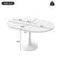 Extendable Round Dining Table for Open-Plan Kitchens and Dining Areas, Modern Table for 4–6 People, 55'' L x 39.5'' W x 29.5'' H, White