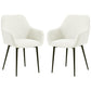 Velvet Dining Chairs Set of 2 with Armrests - Cream White