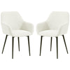 Velvet Dining Chairs Set of 2 with Armrests - Cream White