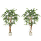 5FT Artificial Banyan Tree Set of 2, Fake Potted Tree with Solid Wood Trunk and Pot for Indoor