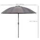 8ft Shanghai Garden Parasol Umbrella with Crank & Tilt, Adjustable Outdoor Sun Shade, Dark Grey