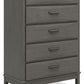 Mazing - Five Drawer Chest - Gray