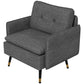 Tufted Accent Armchair with Steel Legs - Dark Grey