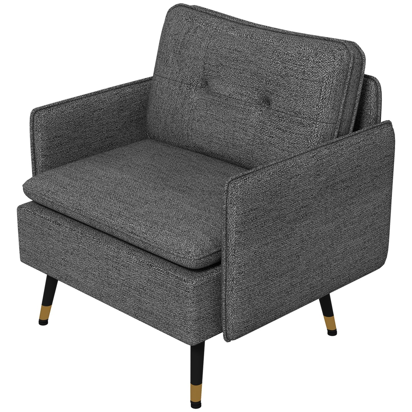 Tufted Accent Armchair with Steel Legs - Dark Grey