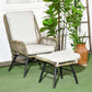 2 PCs PE Rattan Leisure Chair Set, Outdoor Reclining Patio Chair and Footrest w/ Adjustable Backrest & Cushion, Khaki