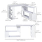 47" L-Shaped Rotating Corner Desk with Shelf - White