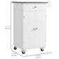 Kitchen Cart, Small Kitchen Island, Stainless Steel Top Utility Trolley on Wheels with Storage Drawer for Dining Room, Kitchen (White)