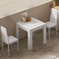 Dining Table Set for 2, Square Kitchen Table and Chairs, Dining Room Table and PU Leather Upholstered Chairs, White