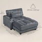 58" Oversized Corduroy Chaise Sofa Bed - Dark Grey