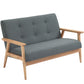 45" 2 Seat Sofa, Upholstered Two Seater Couch with Rubber Wood Legs for Bedroom, Living Room, Dark Grey