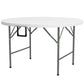 Φ48" Folding Patio Table, Outdoor HDPE Picnic Table, Card Table for 6, Round Folding Banquet with Metal Frame, White