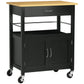 Kitchen Cart, Utility Trolley, Small Kitchen Island with Storage Drawer & Side Hooks for Dining Room, Black