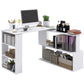 47" L-Shaped Rotating Corner Desk with Shelf - White