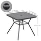 Square Outdoor Table, Patio Bistro Coffee Table with Faux-marbled Top and 42mm Umbrella Hole for Garden, Dark Grey