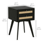 Boho Night Stands Set of 2, Bedside Tables with 2 Rattan Drawers, Square End Tables for Bedroom, Living Room