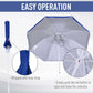 6.7ft Beach Umbrella with Push Button Tilt, Ruffled Outdoor Umbrella with Carry Bag and 8 Ribs, Blue