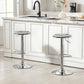 Steel Bar Stools Set of 2, Adjustable Counter Height Round Breakfast Barstools, Industrial Swivel Bar Chairs, Silver