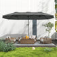 13ft Double-Sided Patio Umbrella with Crank Handle, for Poolside, Deck, Garden, Light Grey