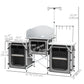 Aluminum Camping Kitchen, Portable Folding Camping Table with Fabric Cupboards, Windshield, Bag for BBQ, Picnic, Grey