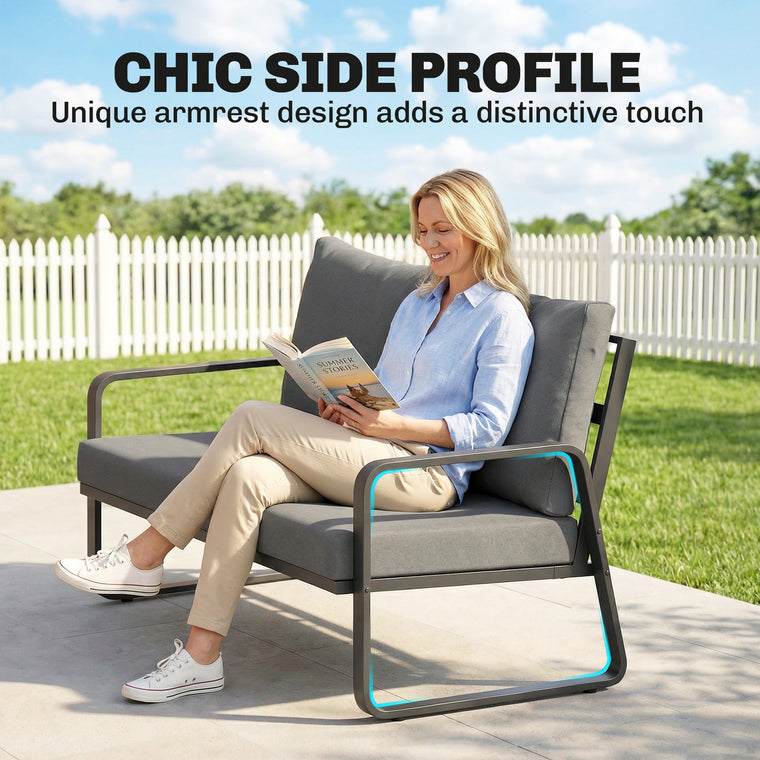 2-Seater Outdoor Loveseat Sofa with Thick Cushions