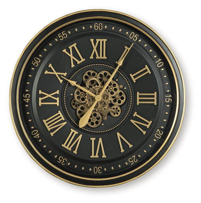 Dairton - Black / Gold Finish - Wall Clock - Forward Furniture