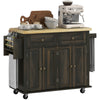 Rolling Kitchen Island with Rubber Wood Top - Brown Oak
