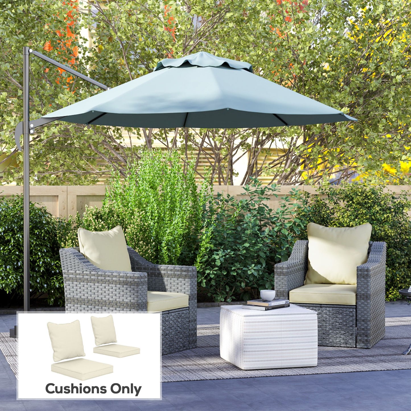 Seat Cushion Back Pillows Replacement Set of 2, Patio Chair Cushions Set for Indoor Outdoor, Cream White