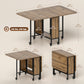 Folding Dining Table, Extendable Kitchen Table for Small Spaces with Storage Shelf and 6 Wheels, Light Brown