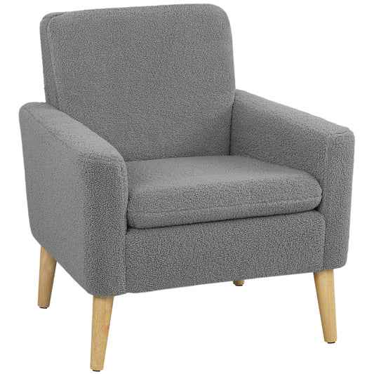 Upholstered Accent Armchair with Wood Legs - Grey