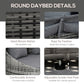 4 Pieces Patio PE Wicker Round Daybed, Outdoor Rattan Garden Lounge Furniture Sets, Grey