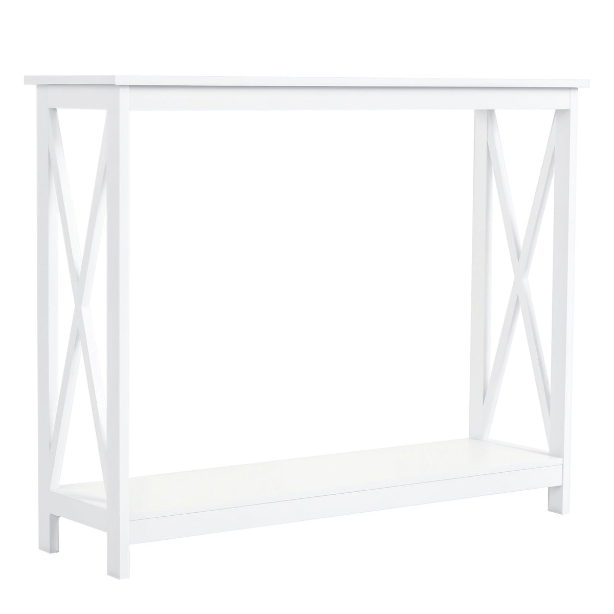 40" X-Design Console Table with Shelf - White