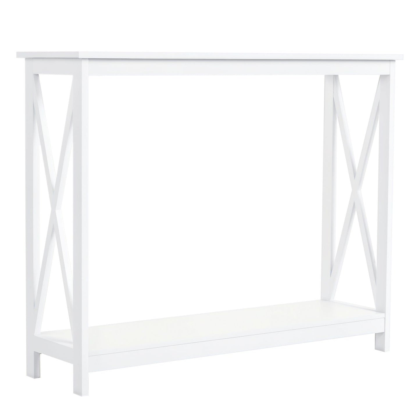 40" X-Design Console Table with Shelf - White