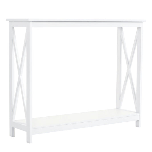 40" X-Design Console Table with Shelf - White