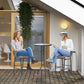 3pcs Patio Bar Set, Outdoor Bistro Set with 2 Bar Stools and 1 Tempered Glass Bar Table, Dining Chat Set, Tan