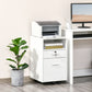 2 Drawer Filing Cabinet with Lock, Vertical File Cabinet with Wheels, Mobile Office Cabinet for A4, Letter Size, White